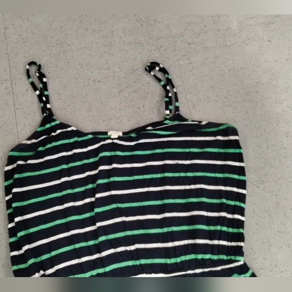 j. Crew Striped Dress Green Blue White Tank Summer Beck cover up dress - Picture 5 of 14